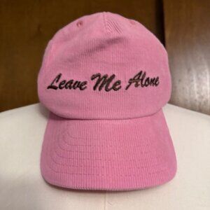 NWOT Daydreamer Corduroy Ball Cap Embroidered "Leave Me Alone" in Pink